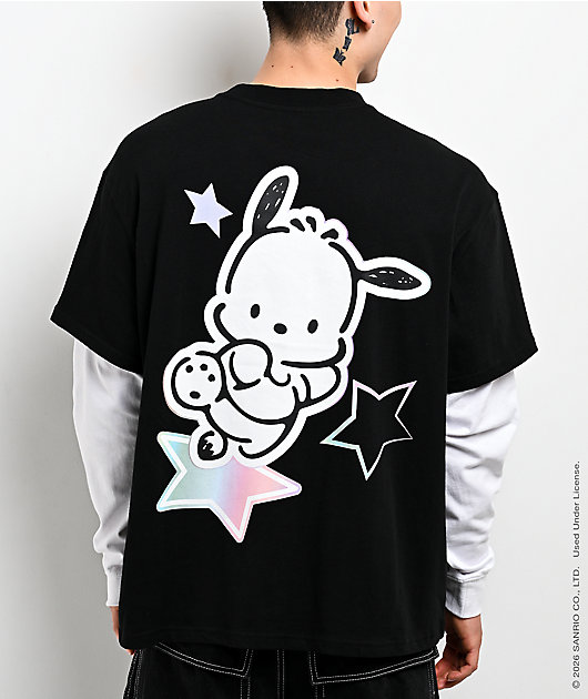 Hello Kitty® and Friends | A.LAB Pochacco™ Cyber Y2K Black & White 2fer Long Sleeve T-Shirt