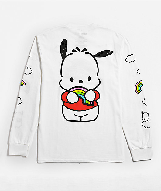 Hello Kitty® and Friends | A.LAB Pochacco™ Over The Rainbow White Long Sleeve T-Shirt