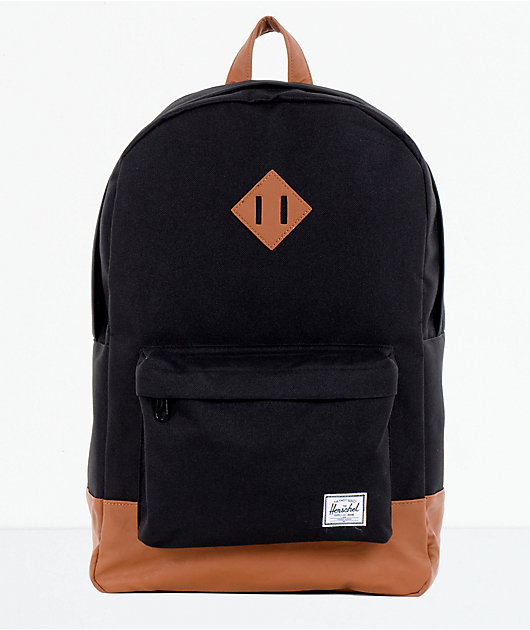 Brown and cheap black backpack