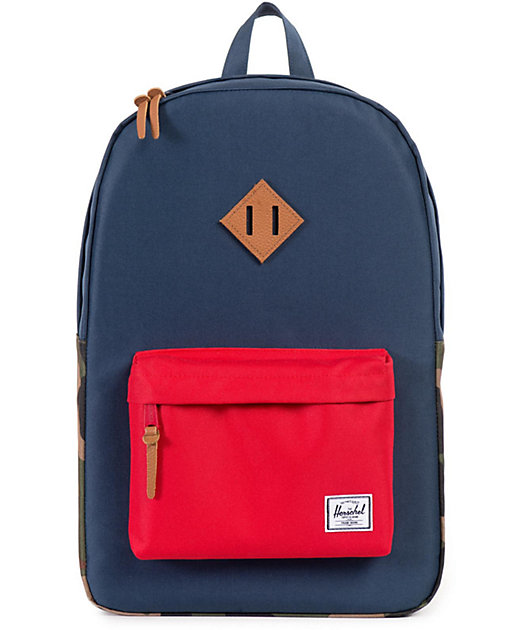 herschel backpack camo blue red