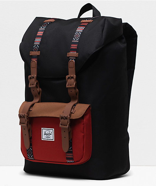 Herschel Supply Co. Little America Black, Saddle Brown & Ketchup Backpack