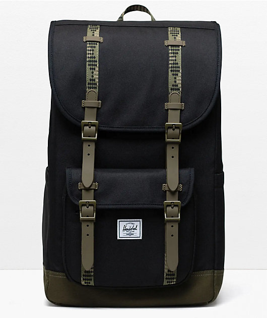 Herschel Supply Co. Little America Mid Black & Ivy Green Backpack