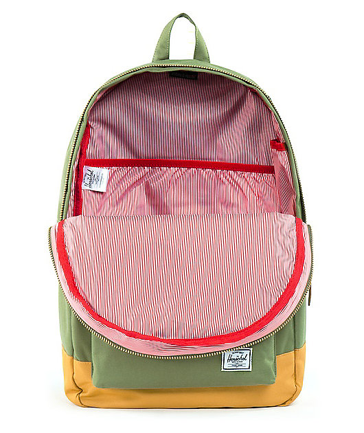 olive green pink backpack