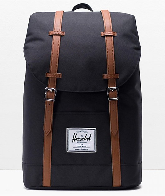 Black backpack on sale with brown straps