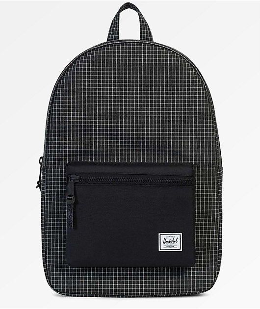 herschel black grid backpack