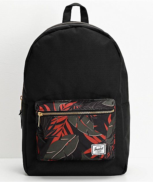 herschel black palm backpack