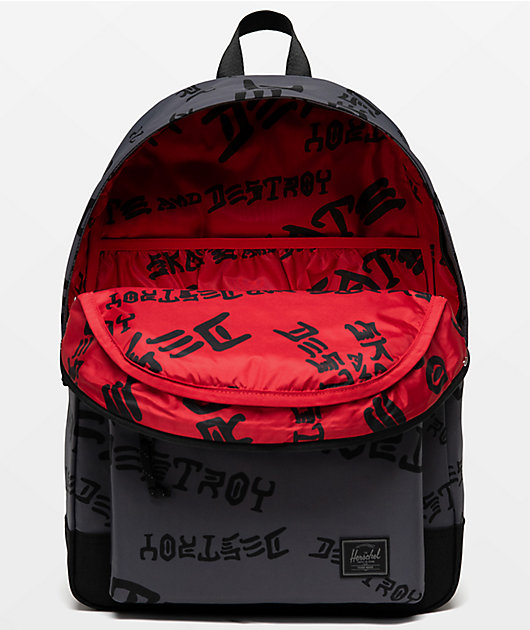 black and red herschel backpack Herschel Supply Co. x Thrasher Destroy Black Backpack