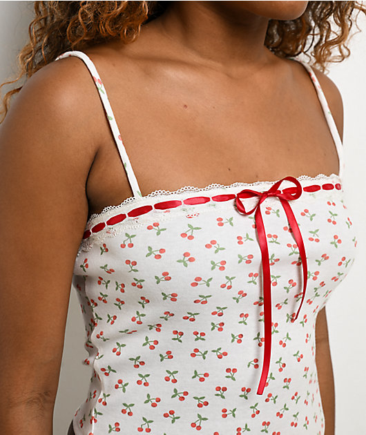 Hesperus Cherry Red & Cream Crop Tank Top