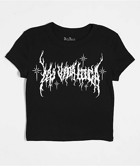 Hey Ruca Mi Vida Loca Black Crop T-Shirt