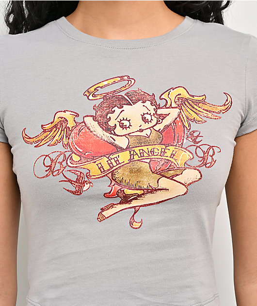Highlight LA x Betty Boop Grey Crop T-Shirt