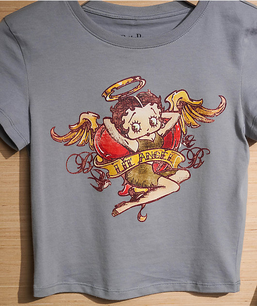 Highlight LA x Betty Boop Grey Crop T-Shirt