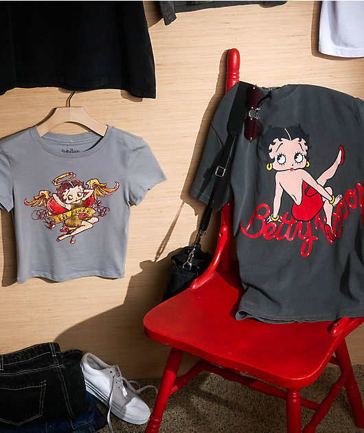 Highlight LA x Betty Boop Grey Crop T-Shirt