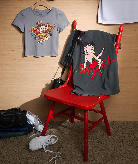 Highlight LA x Betty Boop Grey Crop T-Shirt