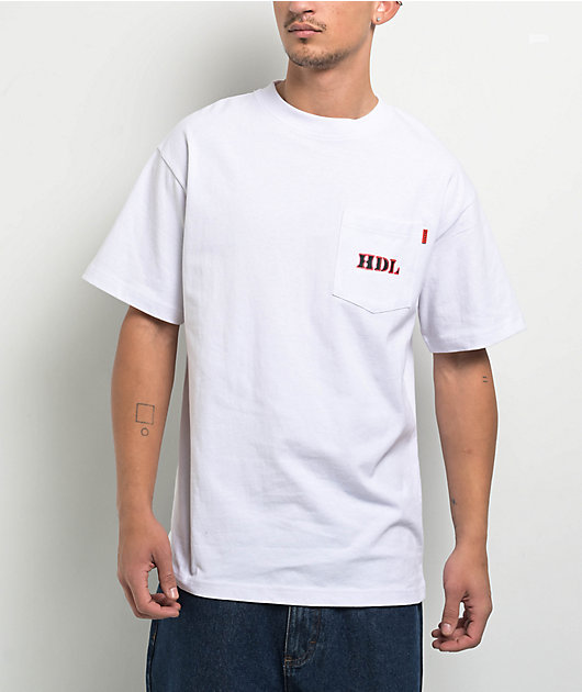 Hoddle Thunderdome White Pocket T-Shirt