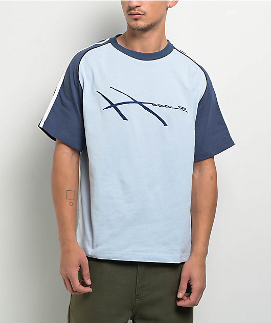 Hoddle Warped Jersey Blue & Navy Raglan T-Shirt