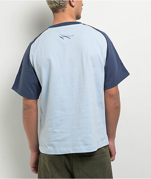 Hoddle Warped Jersey Blue & Navy Raglan T-Shirt | Zumiez