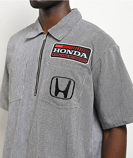 Honda Marked White Quarter Zip Work Shirt