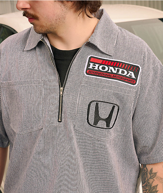 Honda Marked White Quarter Zip Work Shirt