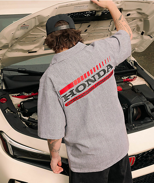 Honda Marked White Quarter Zip Work Shirt