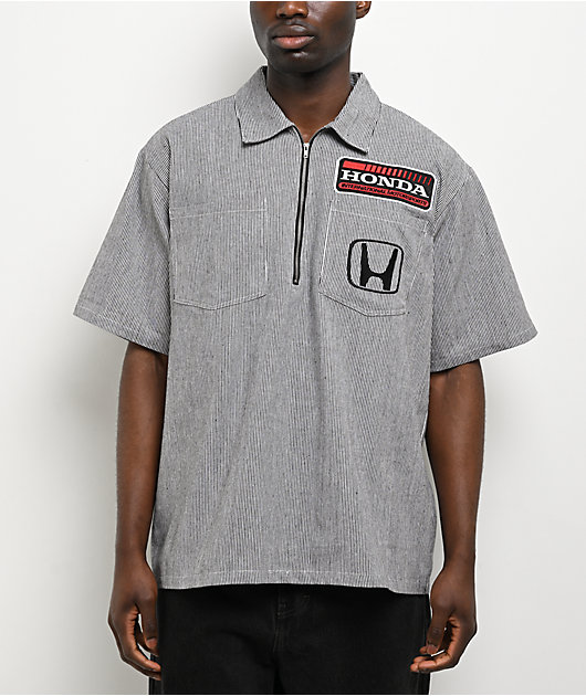 Honda Marked White Quarter Zip Work Shirt