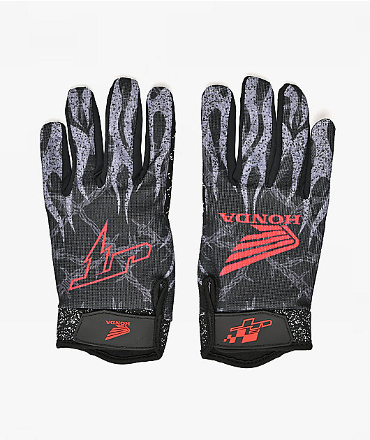 Honda x JT Racing Flames Grey Racing Gloves