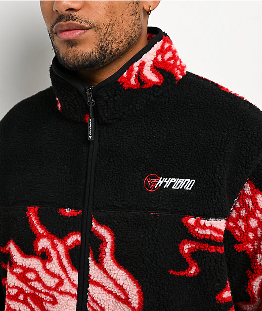 Hypland Year Of The Dragon Black Sherpa Zip Up Jacket