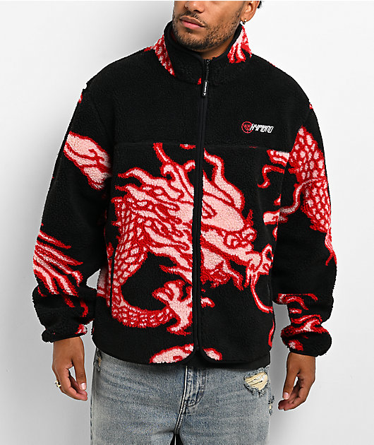 Hypland Year Of The Dragon Black Sherpa Zip Up Jacket