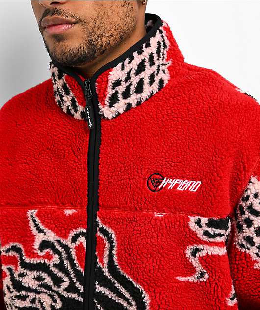 Hypland Year Of The Dragon Red Sherpa Zip Up Jacket