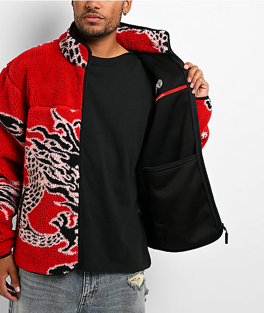 Hypland Year Of The Dragon Red Sherpa Zip Up Jacket