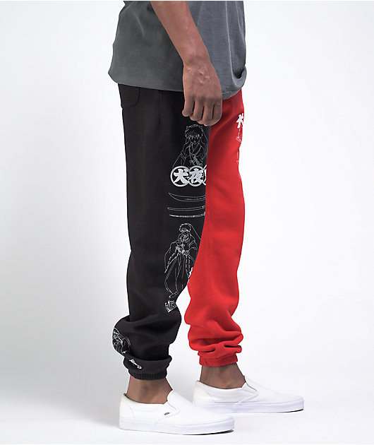 Hypland x InuYasha Black & Red Sweatpants | Zumiez
