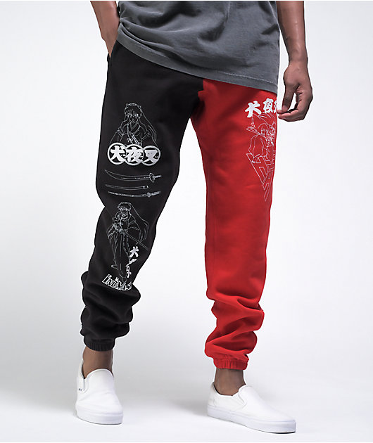 Black and cheap red sweats