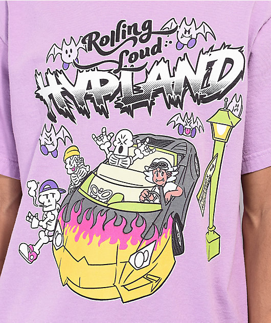 Hypland x Rolling Loud Skeleton Car Purple T-Shirt