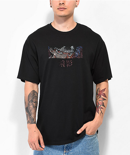 Hypland x Yu Yu Hakusho Heie Eyes Black Rhinestone T-Shirt