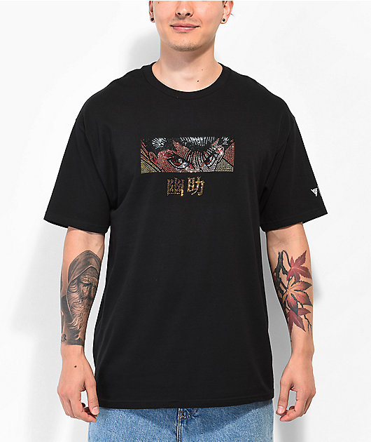 Hypland x Yu Yu Hakusho Yuseke Eyes Black Rhinestone T-Shirt