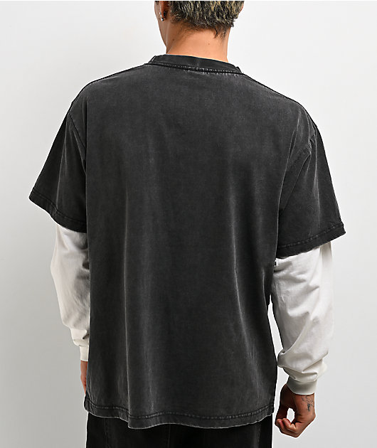 ITA Black & White Wash 2fer Long Sleeve T-Shirt