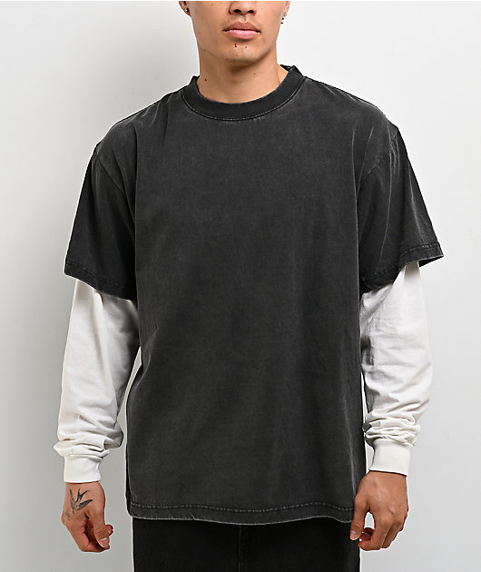 ITA Black & White Wash 2fer Long Sleeve T-Shirt