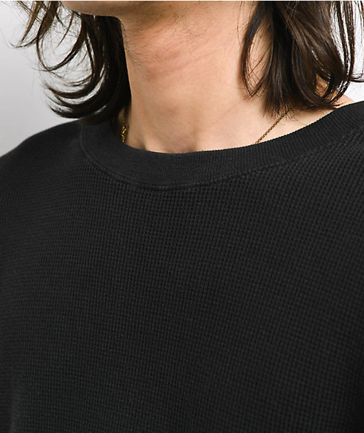 ITA Flux Vintage Black Thermal Long Sleeve Boxy T-Shirt