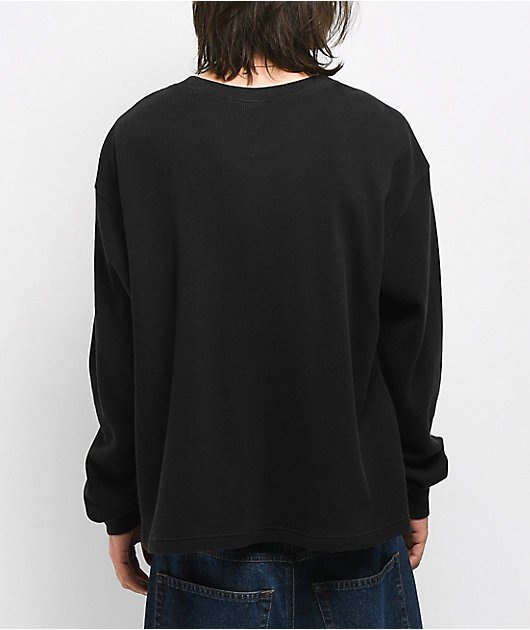 ITA Flux Vintage Black Thermal Long Sleeve Boxy T-Shirt