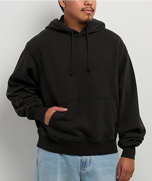 ITA Fractal Black Wash Crop Hoodie | Zumiez