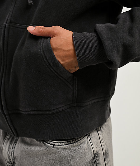 ITA Fractal Black Wash Crop Zip Hoodie