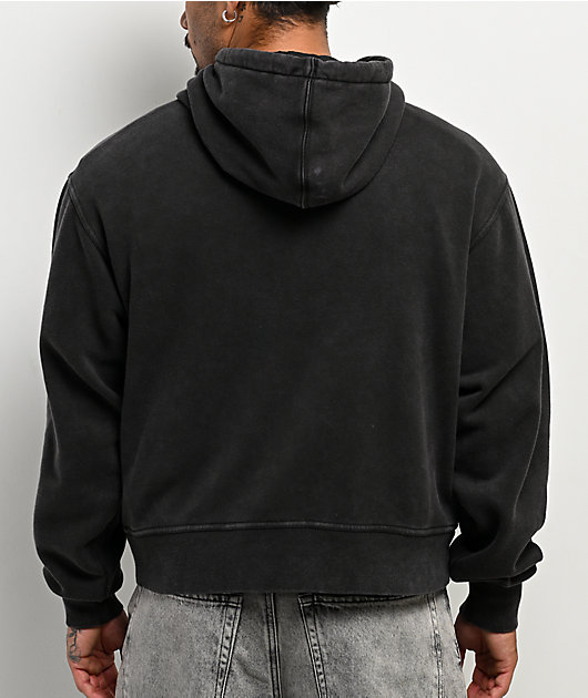 ITA Fractal Black Wash Crop Zip Hoodie