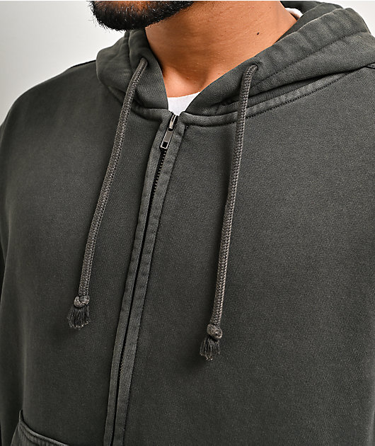 ITA Fractal Black Wash Crop Zip Hoodie