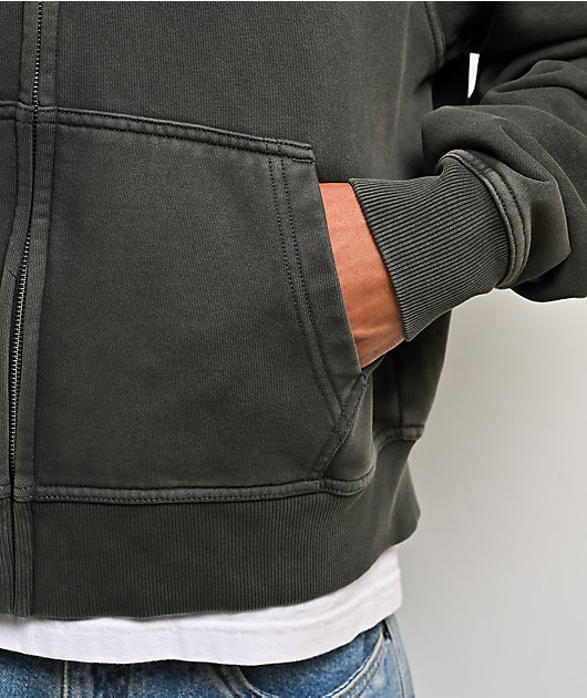ITA Fractal Black Wash Crop Zip Hoodie