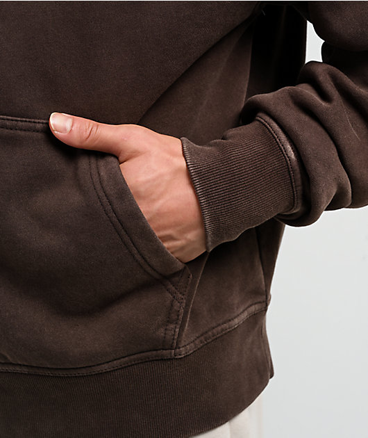 ITA Fractal Brown Wash Crop Zip Hoodie | Zumiez