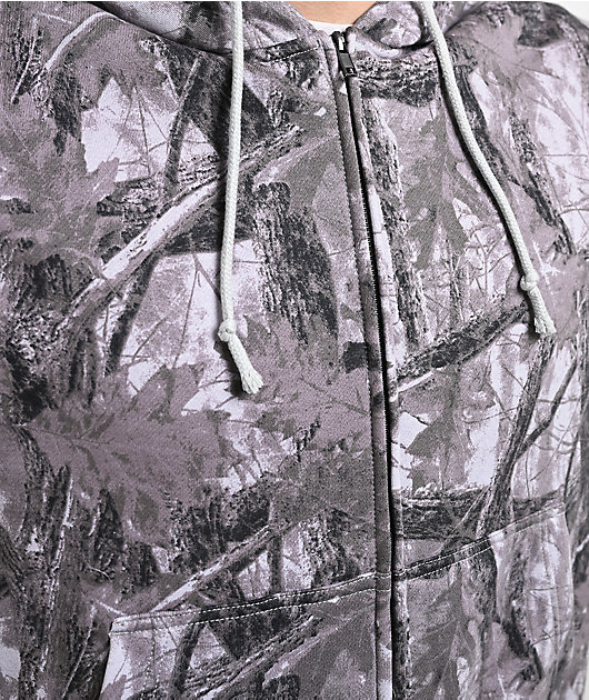 ITA Fractal Grey Camo Crop Zip Hoodie