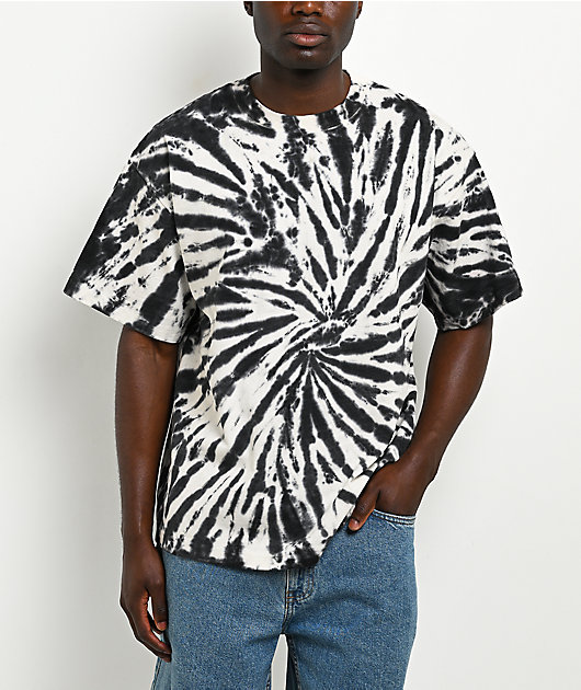 ITA Portal Black & White Tie Dye Boxy T-Shirt | Zumiez