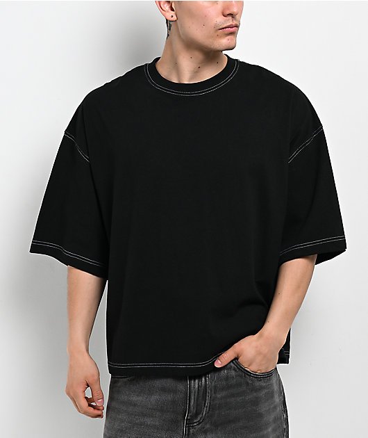 ITA Titan Black Contrast Stitch Oversized T-Shirt
