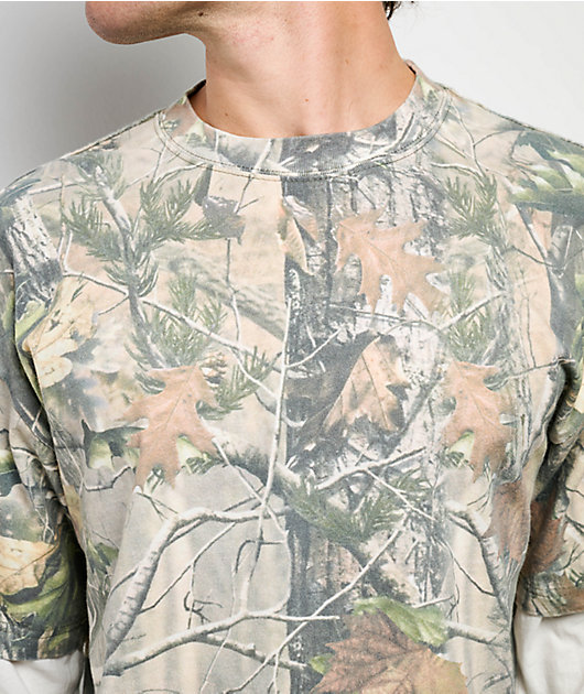 ITA Tree Camo & White 2fer Long Sleeve T-Shirt