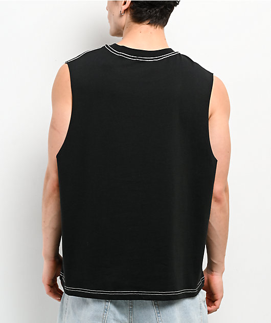 ITA Vex Contrast Stitch Black Tank Top