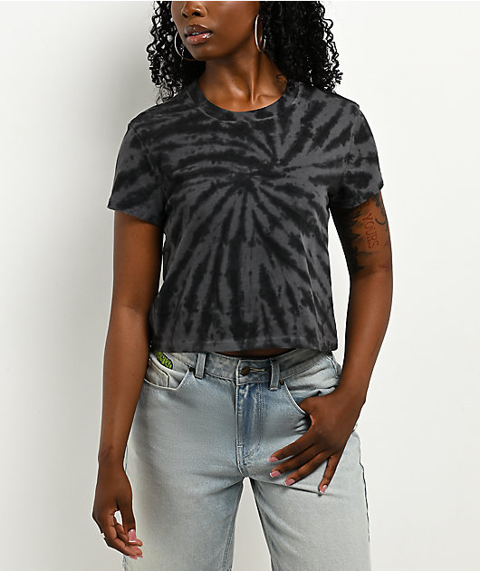 ITA Veyda Tie-Dye Black Crop T-Shirt